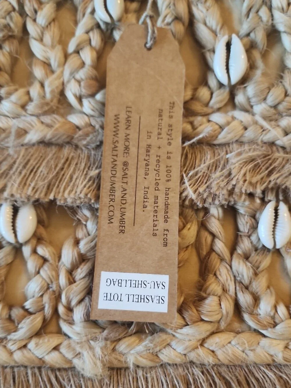 Salt + Umber The Isla Jute Seashell Tote Bag. NWT 16×12